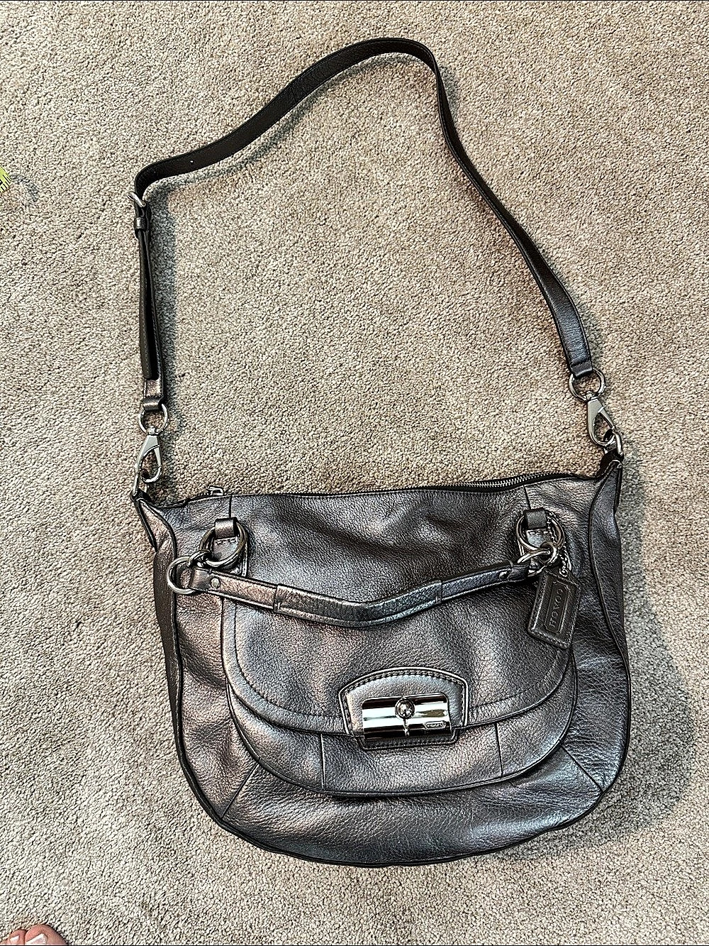 Coach Mia Convertible Shoulder Bag Leather Silver